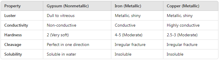 How Gypsum Differs from Metallic Minerals