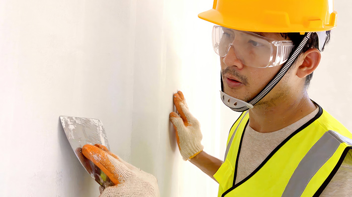 plastering wall